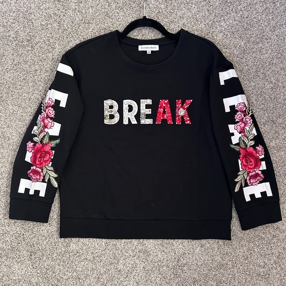 silvian heach Tops - NWOT Rare Silvian Heath “Break” “Leave” Fully Embellished sweatshirt. Designer.